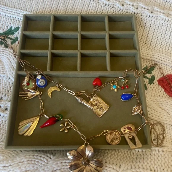 Gold-Tone Multicolor Charm Necklace - Women Jewelry - Picture 5 of 8